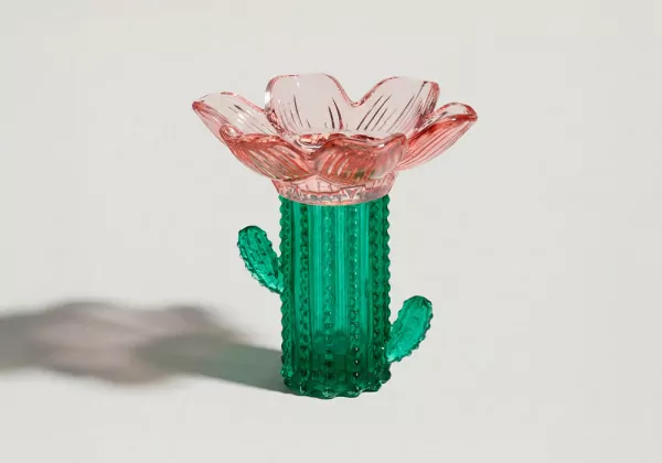 Portavela flor/cactus CHIC Rosa Frente