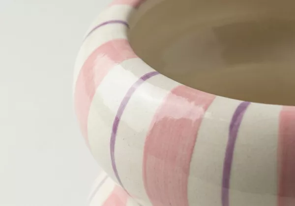 Macetero a rayas IVORY Rosa Detalle