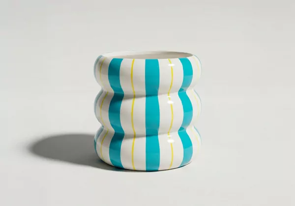 Macetero a rayas IVORY Azul Frente