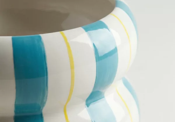 Macetero a rayas IVORY Azul Detalle