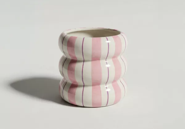 Macetero a rayas IVORY Rosa Frente