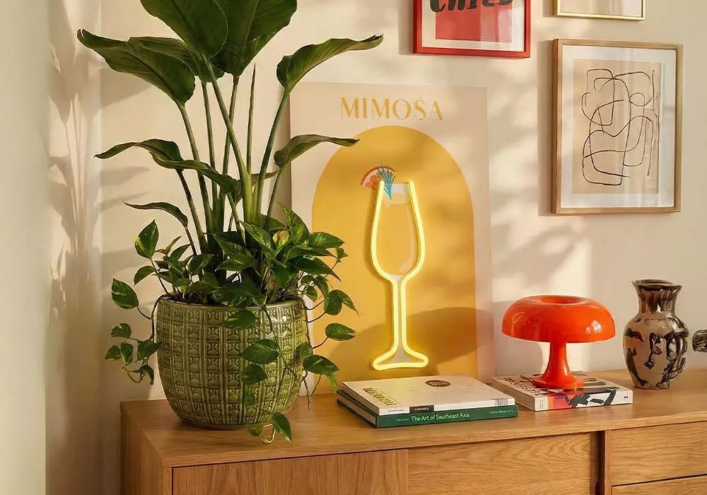 Cuadro decorativo con neón ICONIC Mimosa Ambiente