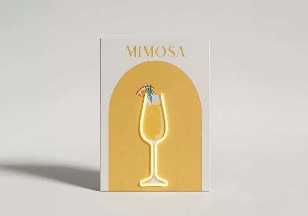 Cuadro decorativo con neón ICONIC Mimosa Frente