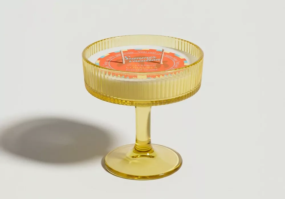 Vela en copa de cocktail AQUA Amarillo frente