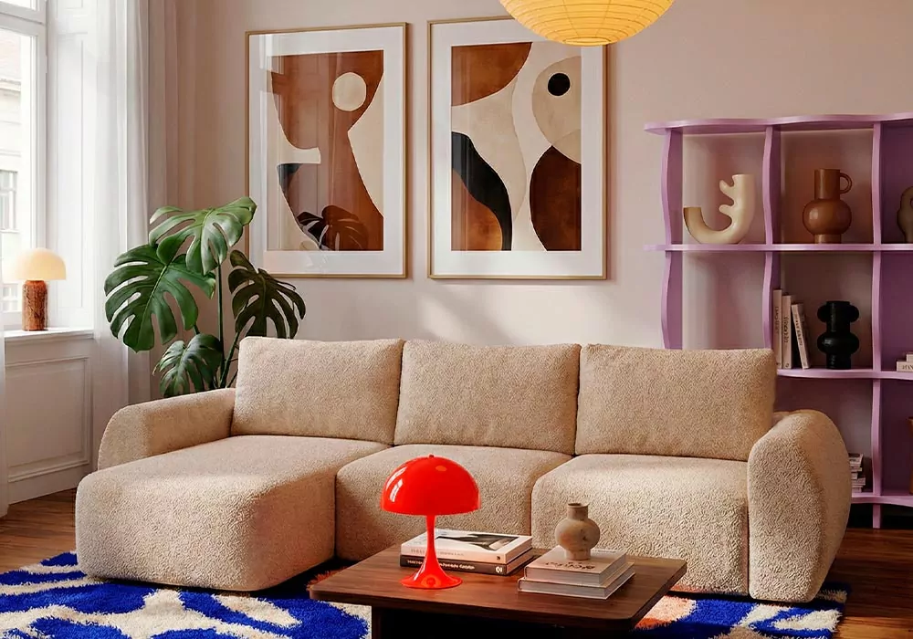 Sofá chaise longue de 3 lugares BALU