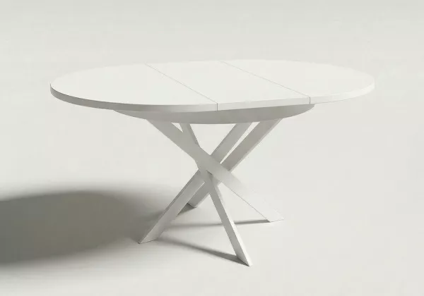 Mesa comedor redonda extensible CIRCLE blanca frontal