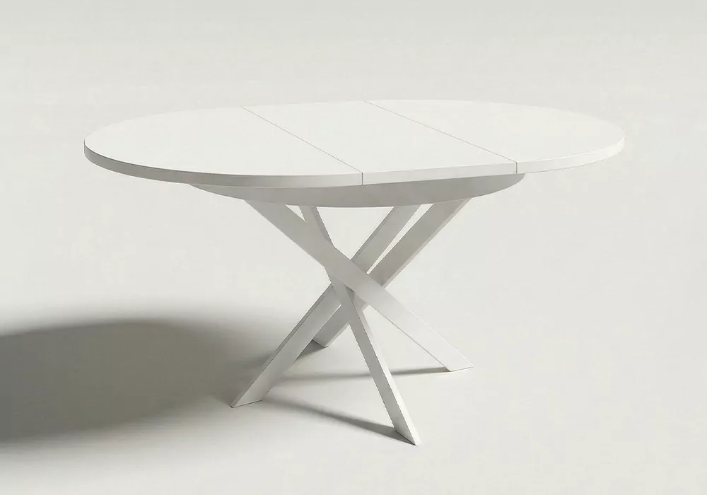 Mesa comedor redonda extensible CIRCLE blanca frontal