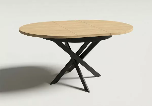 Mesa comedor redonda extensible CIRCLE pata negra ext 1 Mesa comedor redonda extensible CIRCLE pata negra ext 1