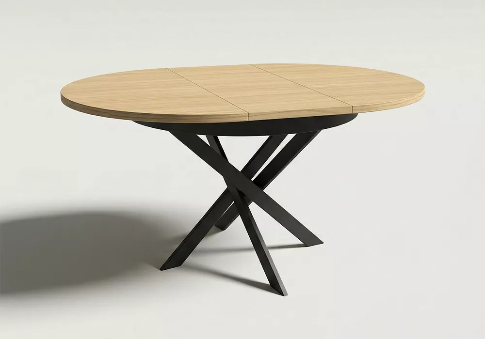 Mesa comedor redonda extensible CIRCLE pata negra ext 1 Mesa comedor redonda extensible CIRCLE pata negra ext 1