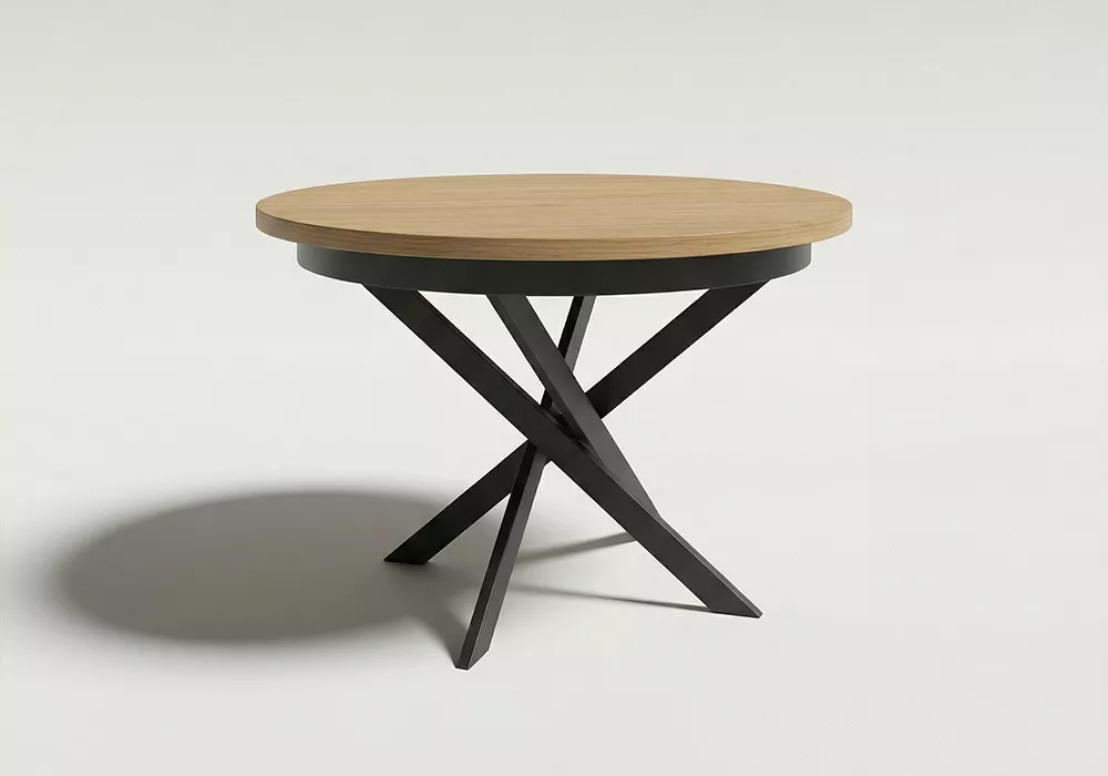 Mesa comedor redonda extensible CIRCLE frontal pata negra