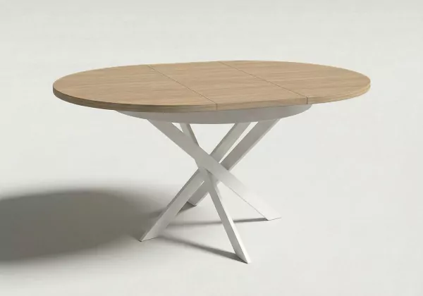 Mesa comedor redonda extensible CIRCLE pata blanca ext