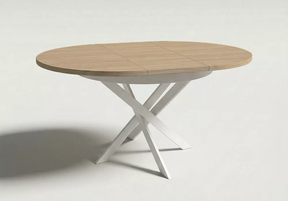 Mesa comedor redonda extensible CIRCLE pata blanca ext
