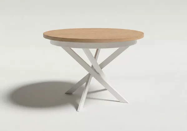 Mesa comedor redonda extensible CIRCLE pata blanca 3