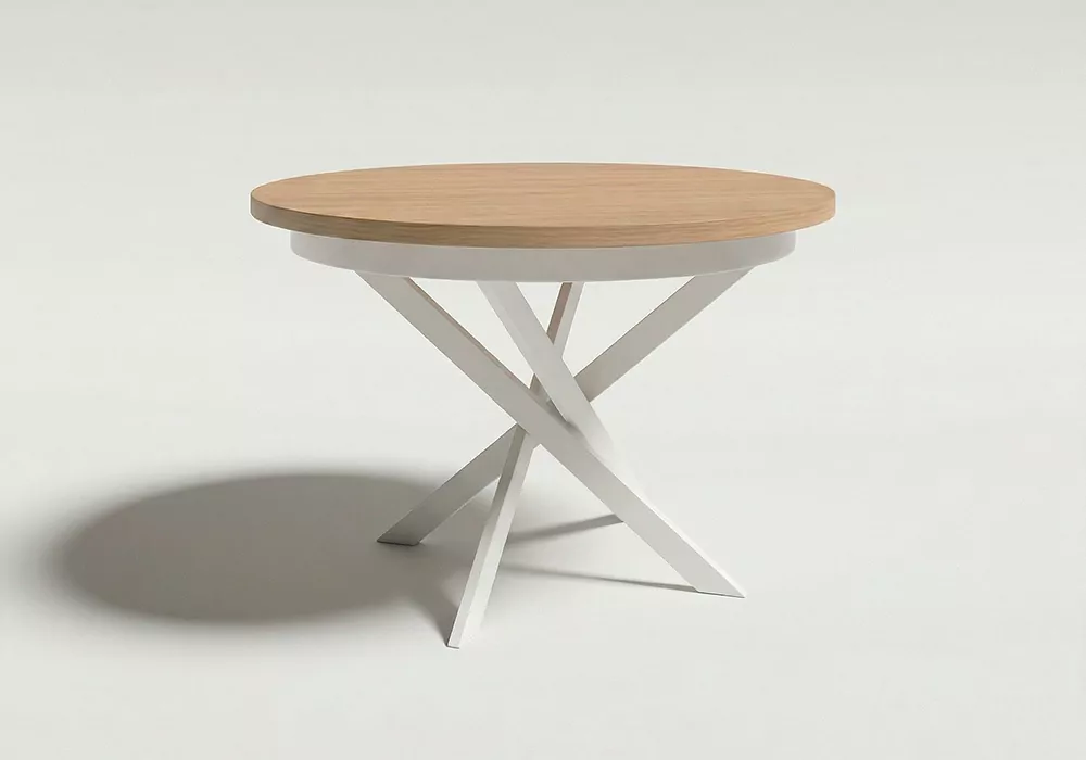 Mesa comedor redonda extensible CIRCLE pata blanca 3