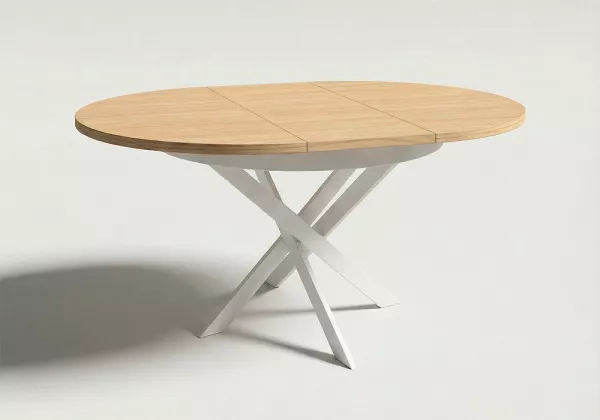 Mesa comedor redonda extensible CIRCLE pata blanca ext 4