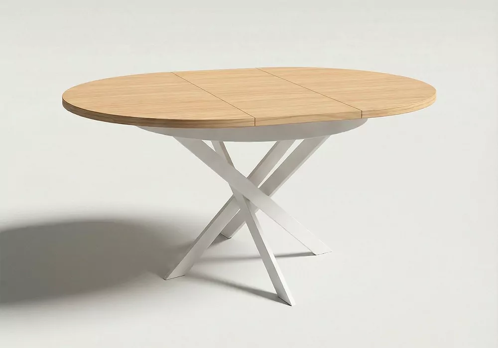 Mesa comedor redonda extensible CIRCLE pata blanca ext 4
