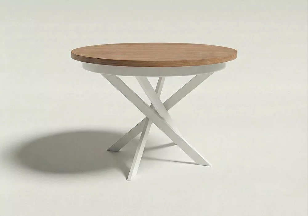 Mesa comedor redonda extensible CIRCLE pata blanca 4