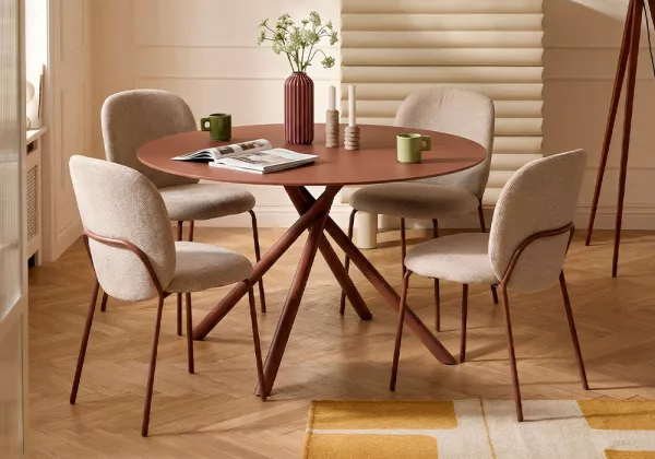 Mesa comedor metal y cristal LEXI-decorada