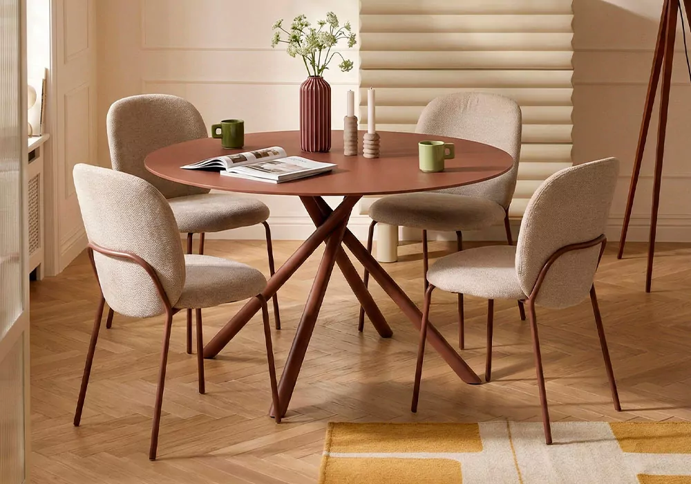 Mesa comedor metal y cristal LEXI-decorada