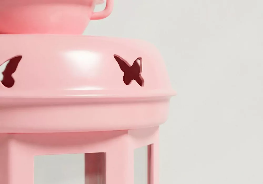 Farol decorativo LINEN-rosa detalle