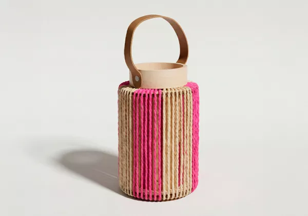 Farol de ratán de colores SILK-rosa principal