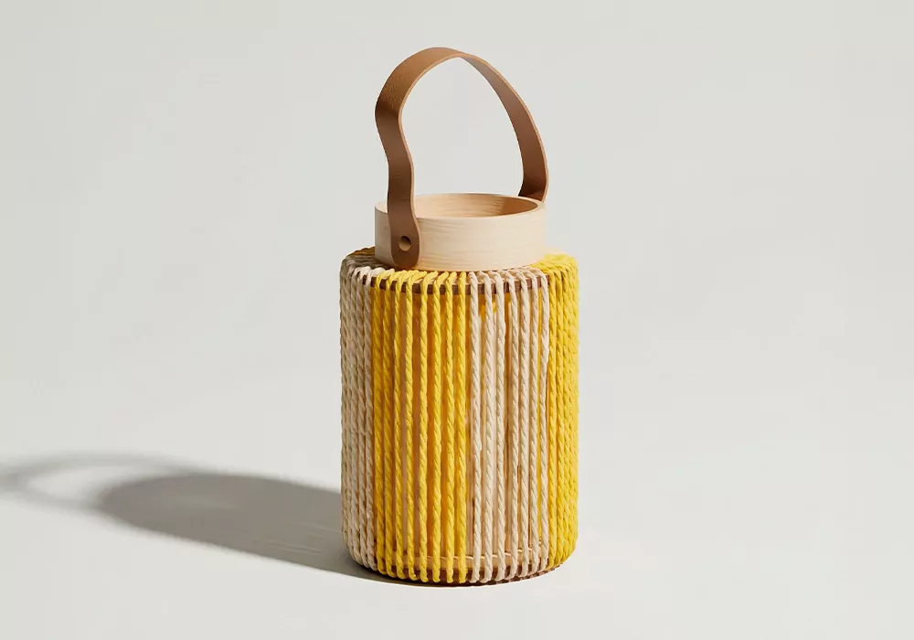 Farol de ratán de colores SILK-amarillo principal