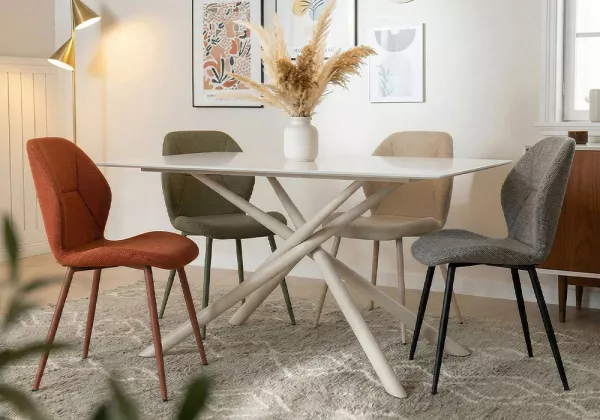 Mesa comedor metal y cristal ELVA-decorada Mesa comedor metal y cristal ELVA-decorada