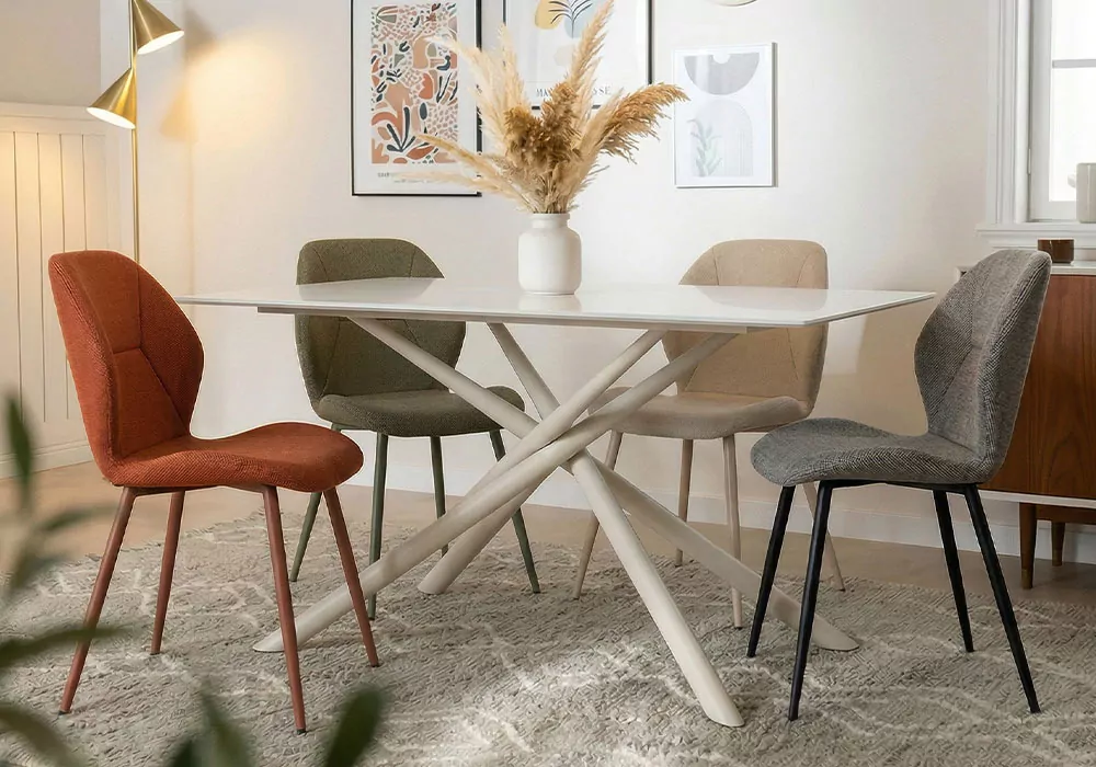 Mesa comedor metal y cristal ELVA-decorada Mesa comedor metal y cristal ELVA-decorada