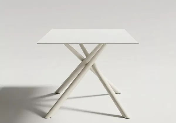 Mesa comedor metal y cristal ELVA-lado Mesa comedor metal y cristal ELVA-lado