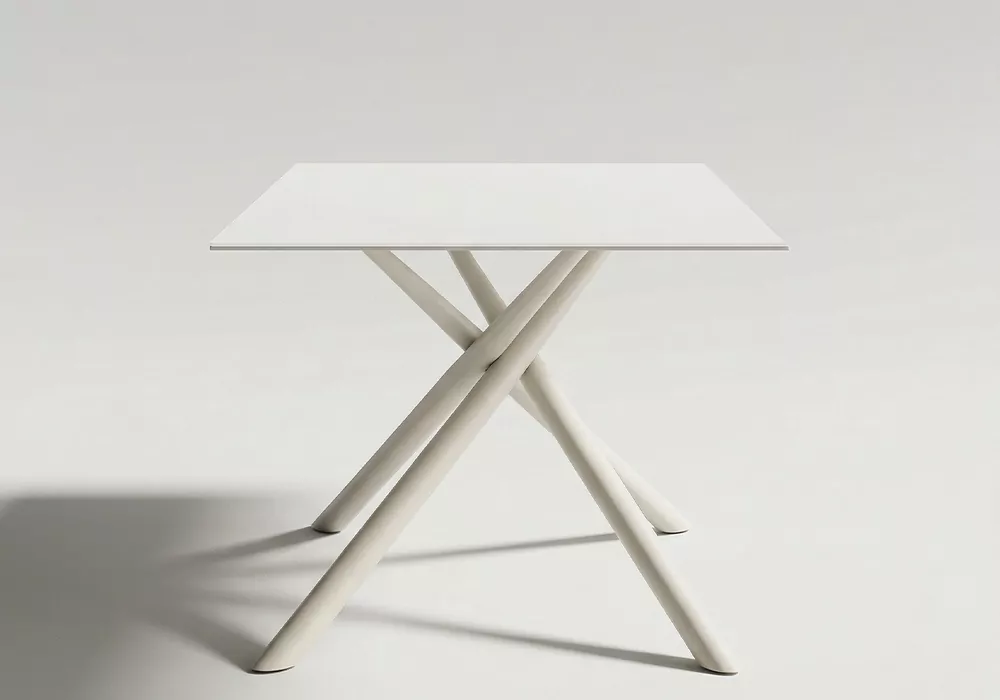 Mesa comedor metal y cristal ELVA-lado Mesa comedor metal y cristal ELVA-lado