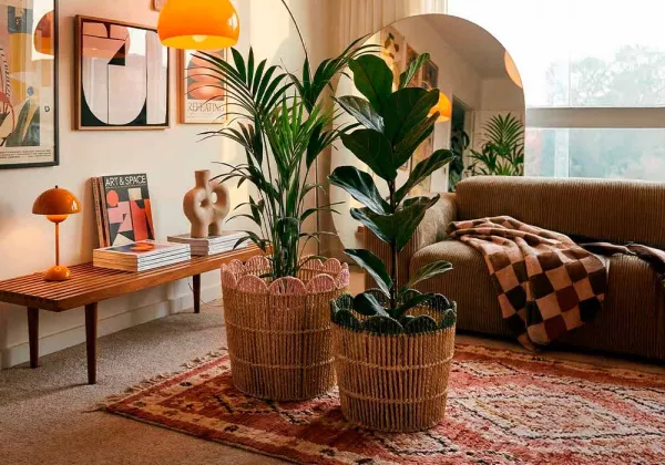 Cesta com ângulos de borda corrugada