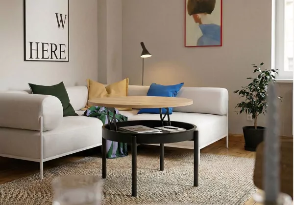 Mesa centro redonda elevable ORBIT ambiente Mesa centro redonda elevable ORBIT ambiente