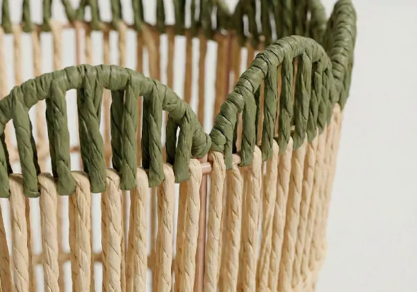 Cesta con borde ondulado ANGLES detalle verde