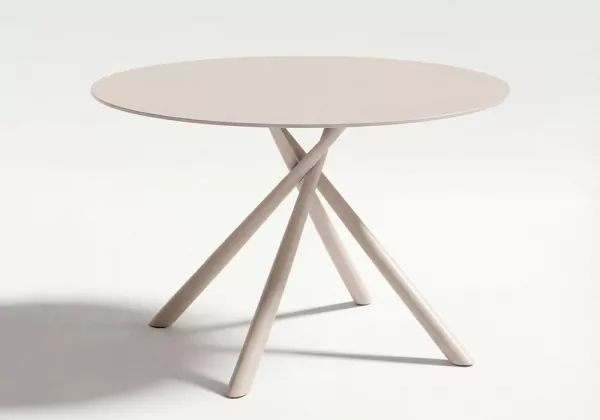Mesa comedor metal y cristal LEXI Crema