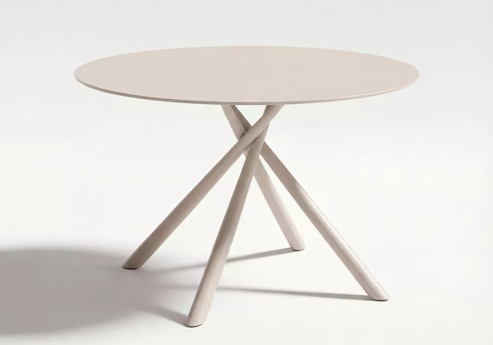 Mesa comedor metal y cristal LEXI Crema