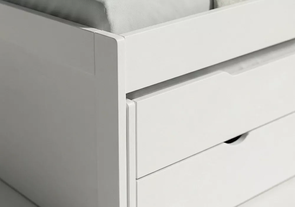Cama nido com 2 gavetas + 2 estantes de parede MORFEO