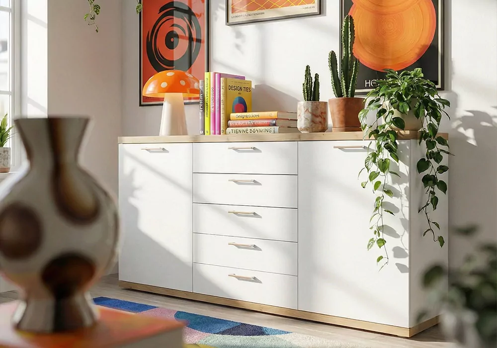 Aparador 2 puertas y 5 cajones PUGLIA-ambiente lado