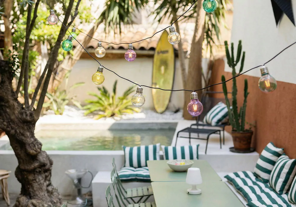 Guirnalda solar 10 bombillas color para jardín OLEA-ambiente