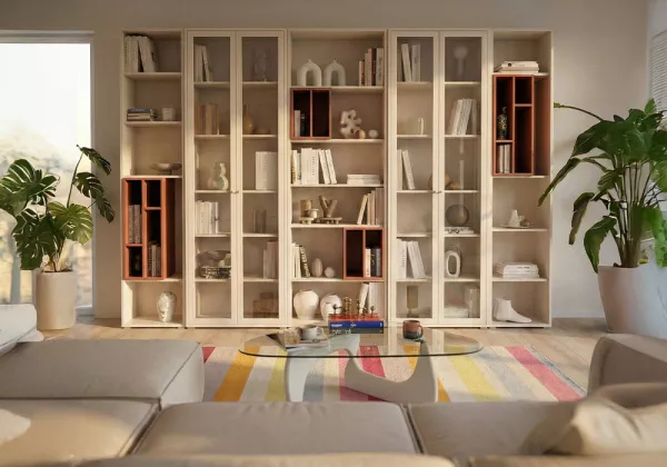 Estantería interior 2 huecos KUBO ambiental combinada