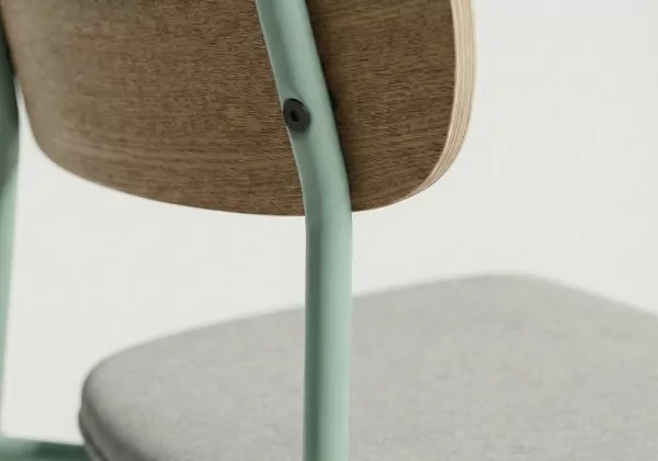 Taburete pata metálica ADRIEN detalle aguamarina 1