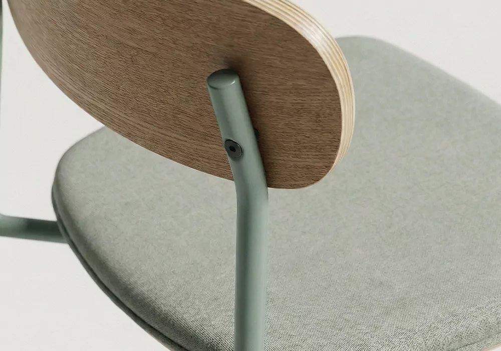 Taburete pata metálica ADRIEN detalle aguamarina 2