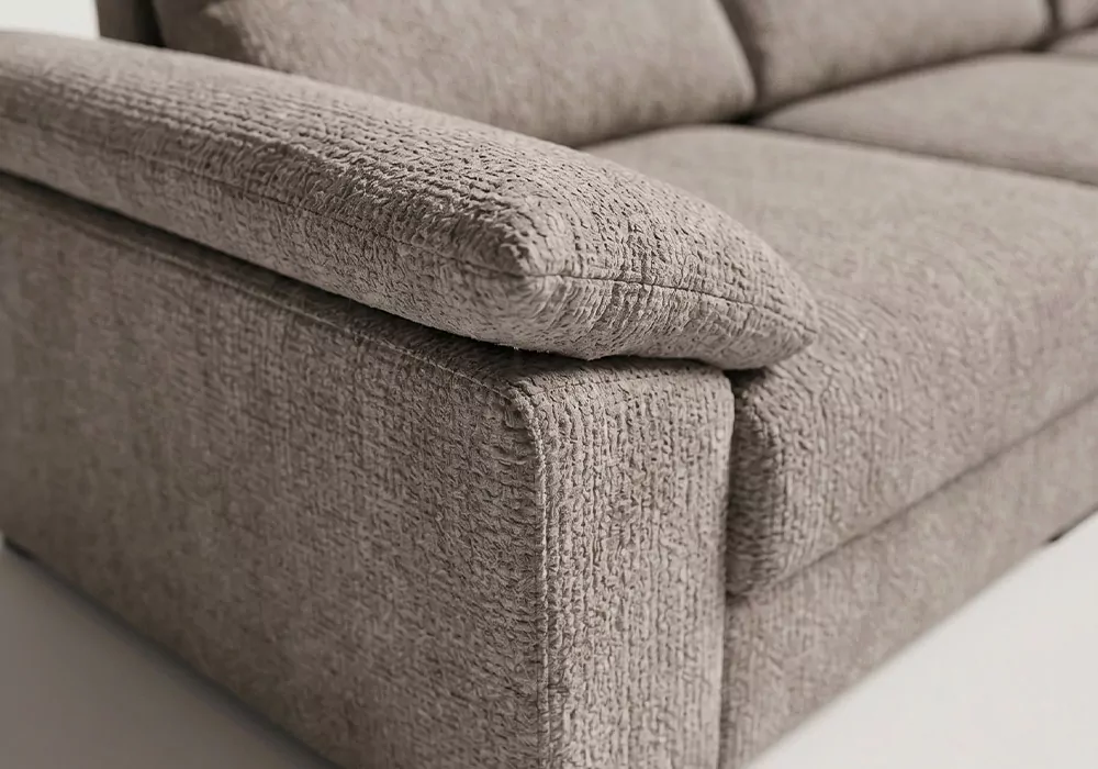 Sofá chaise longue asientos deslizantes NIVA detalle gris claro