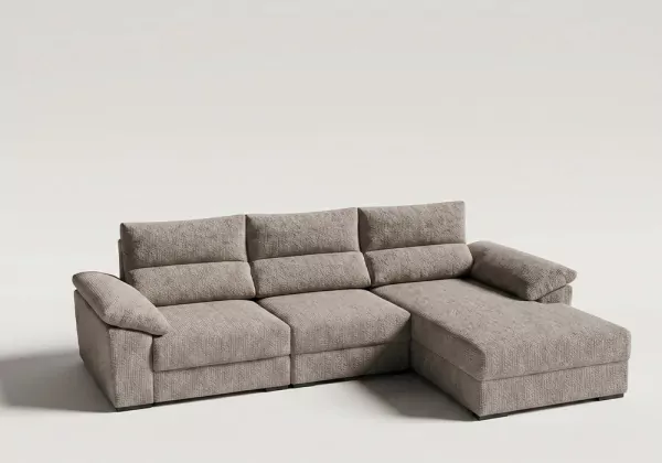 Sofá chaise longue asientos deslizantes NIVA 3.4 gris claro