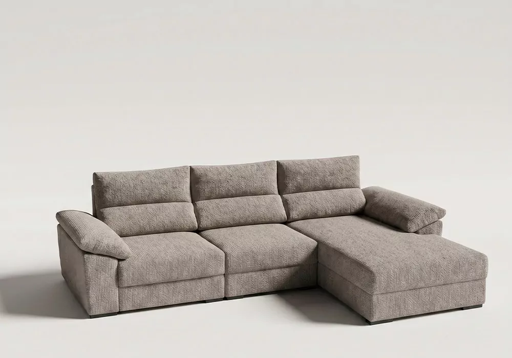 Sofá chaise longue asientos deslizantes NIVA 3.4 gris claro