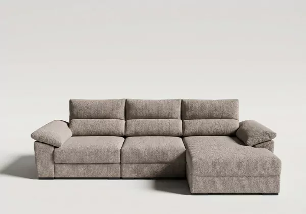 Sofá chaise longue asientos deslizantes NIVA principal gris claro