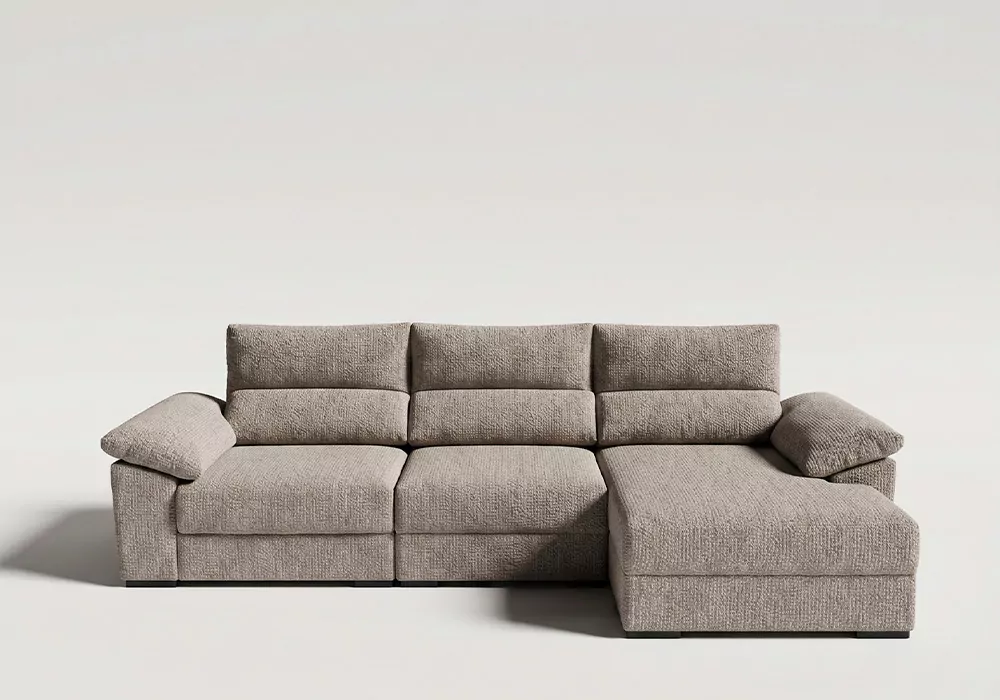 Sofá chaise longue asientos deslizantes NIVA principal gris claro