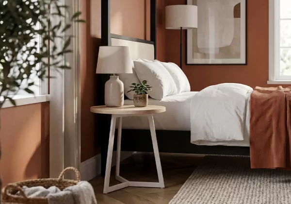 Mesa auxiliar redonda tapa madera YARA ambiental