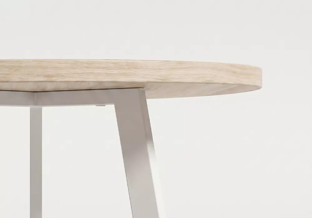 Mesa auxiliar redonda tapa madera YARA detalle