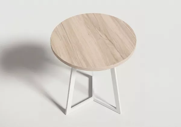 Mesa auxiliar redonda tapa madera YARA desde arriba