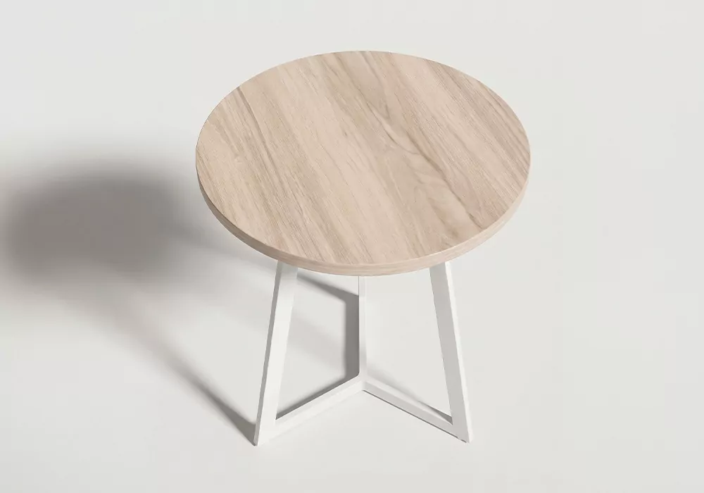 Mesa auxiliar redonda tapa madera YARA desde arriba